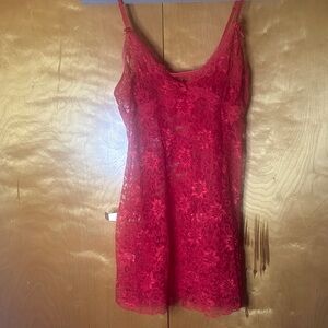 Elegant Red Lace Sheer Chemise